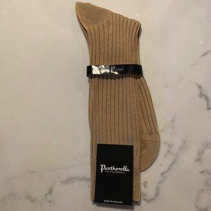 NEW pantherella #5614 tan cotton fine english mens socks